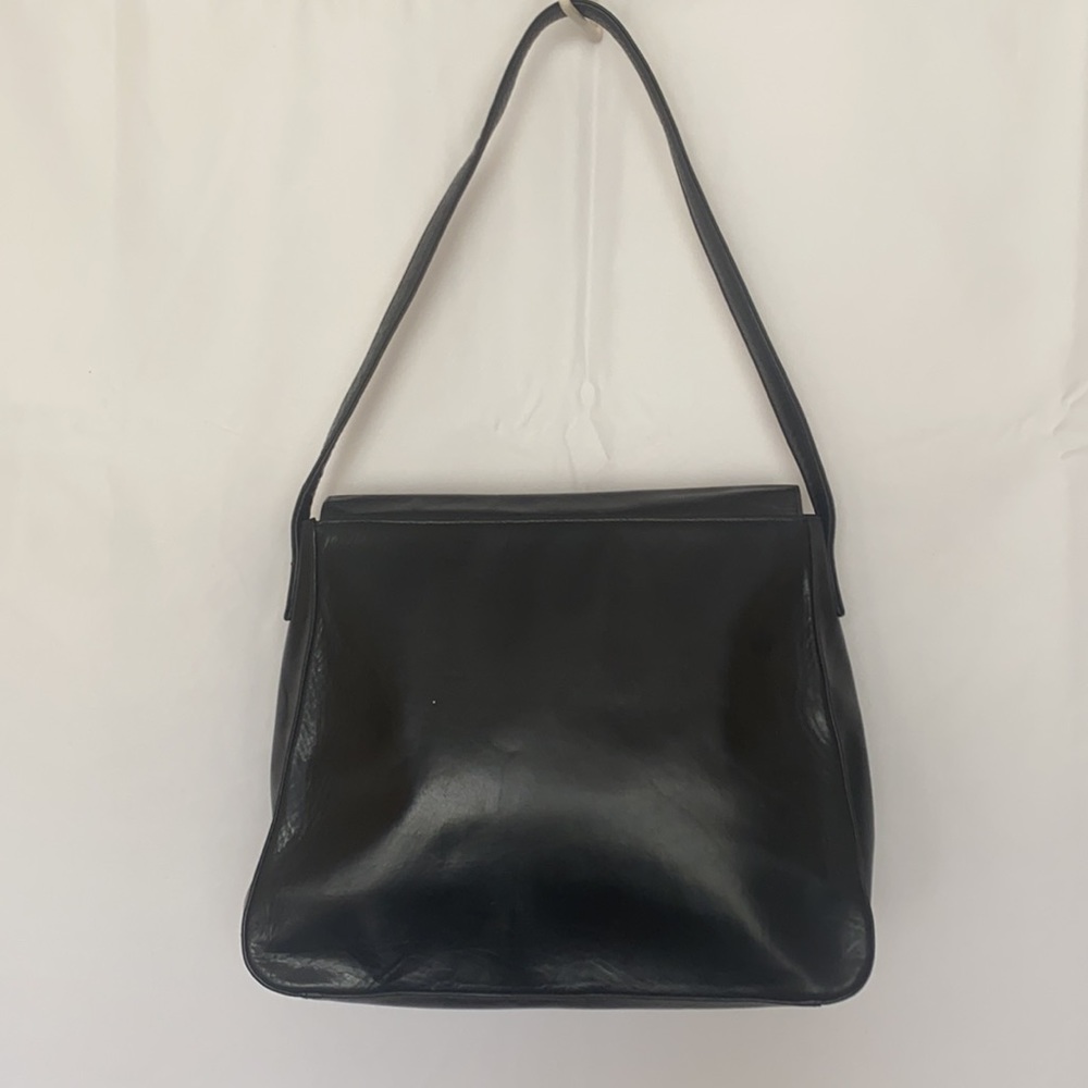 Banana Republic Floral Laser Cut Black Leather Flap Shoulder Bag - Picture 4 of 11